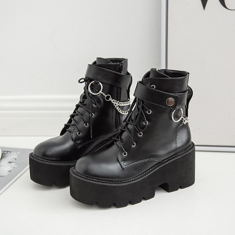 Platform Heels for Women Zipper Short Boots Winter