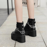 Platform Heels for Women Zipper Short Boots Winter