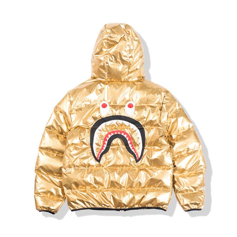Bathing Ape Coat Shark Head Thickened Youth Casual Loose Yellow Cotton-Padded Jacket