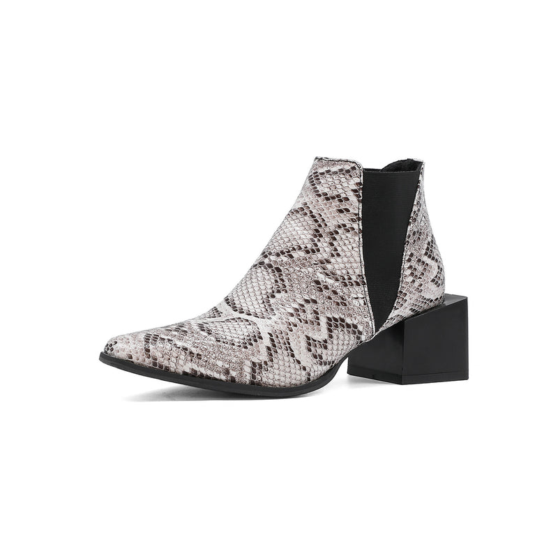 Python Boots Serpentine Ankle Boots Large Size Women's Shoes Autumn and Winter