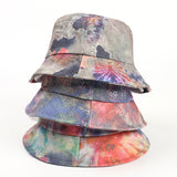 Bucket Hat Fishing Cap Cotton Print Fisherman Hat Men and Women Fashion Color Printing Casual Sun-Proof Bucket Hat