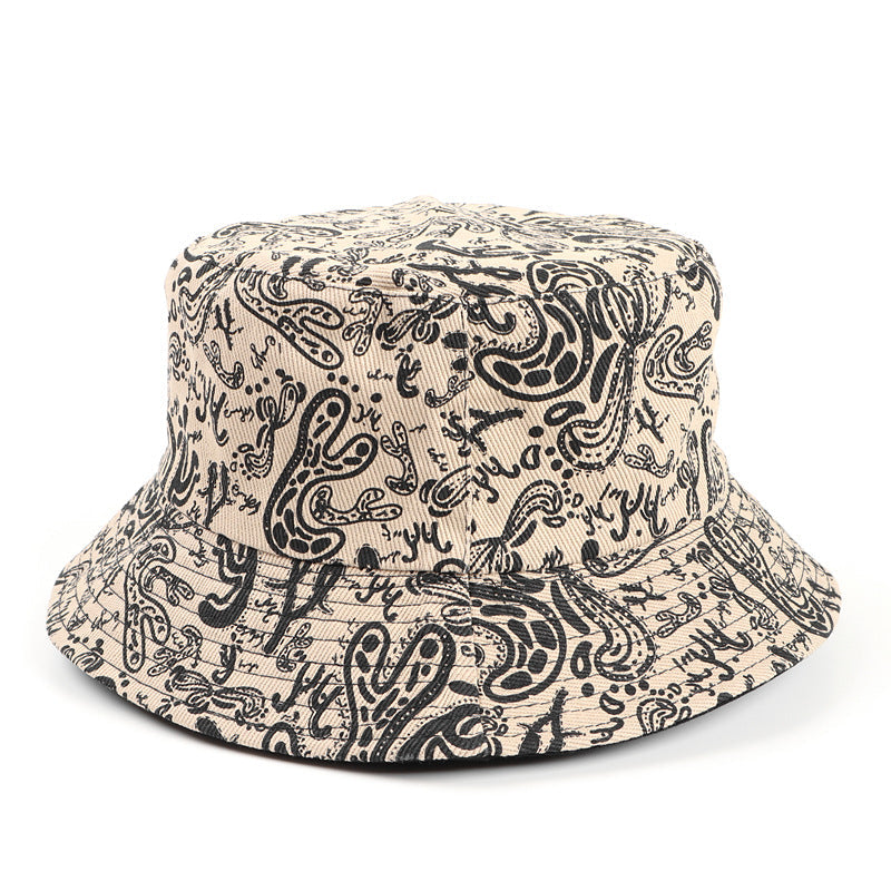 Bucket Hat Fishing Cap Cotton Print Fisherman Hat Bucket Hat Men and Women Cotton Printing Sun-Proof Basin Hat