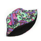 Bucket Hat Fishing Cap Cotton Print Fisherman Hat Graffiti Hip Hop Fisherman Hat for Men and Women