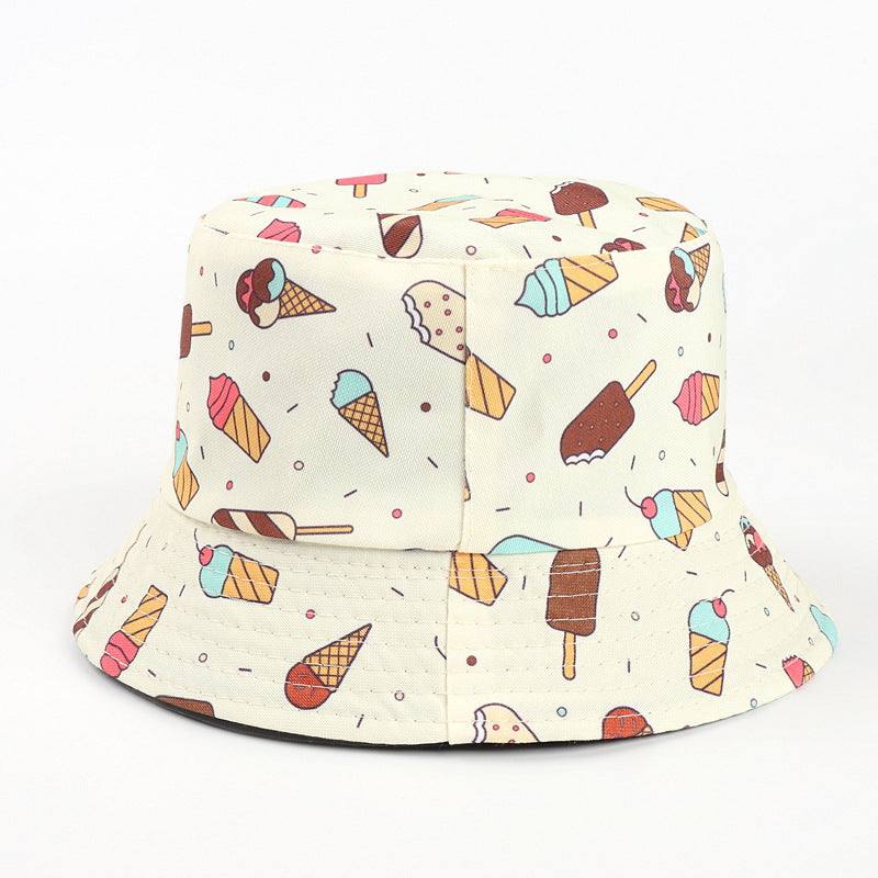 Bucket Hat Fishing Cap Cotton Print Fisherman Hat Bucket Hat Female Print Casual