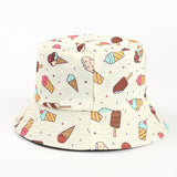 Bucket Hat Fishing Cap Cotton Print Fisherman Hat Bucket Hat Female Print Casual