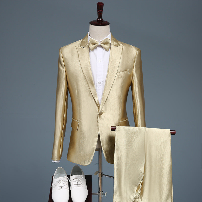 Black Tie Attire Golden Suit Performance Dress Two-Piece Suit