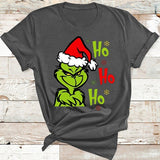 Men and Women Grinch Shirt Christmas Grinch Printed Short Sleeve T-shirt