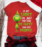 Men and Women Grinch Shirt Christmas Grinch Printed Short Sleeve