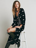Beth Dutton Bohemian Dress Winter Autumn Maxi Dresses Embroidered Dress V-neck Dress