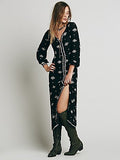 Beth Dutton Bohemian Dress Winter Autumn Maxi Dresses Embroidered Dress V-neck Dress