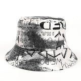 Bucket Hat Fishing Cap Cotton Print Fisherman Hat Letter Graffiti Sun-Proof Basin Hat Female