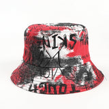 Bucket Hat Fishing Cap Cotton Print Fisherman Hat Letter Graffiti Sun-Proof Basin Hat Female