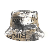 Bucket Hat Fishing Cap Cotton Print Fisherman Hat Letter Graffiti Sun-Proof Basin Hat Female