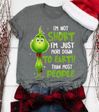 Men and Women Grinch Shirt Christmas Grinch Printed Short Sleeve