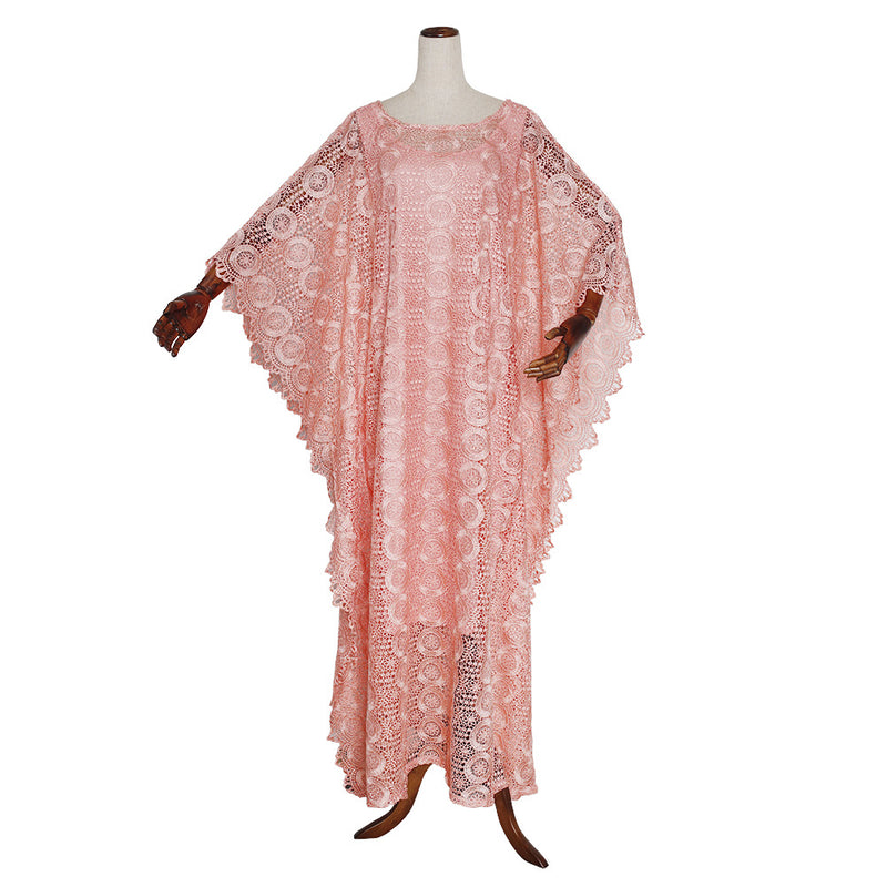 African Dashiki Dress Water Soluble Batwing Sleeve round Neck