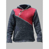 Baja Hoodie Color Contrast Patchwork Sweater Long Sleeve
