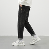 Men Jeans Fleece-Lined Thickened Micro Loose Elastic Casual Jeans Men