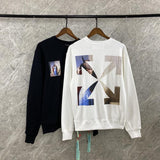 Off White Men'S And Women'S Ow Autumn And Winter Arrow Print Crew Neck Pullover Sweatshirt Owt