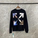 Off White Men'S And Women'S Ow Autumn And Winter Arrow Print Crew Neck Pullover Sweatshirt Owt