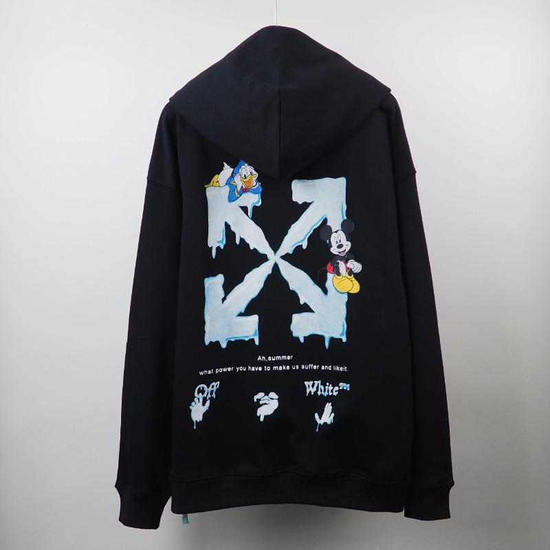 Off White Hoodie With Arrow Print Cartoon Printed Pullover Hoodie Autumn Men And Women Street Sweater Owt
