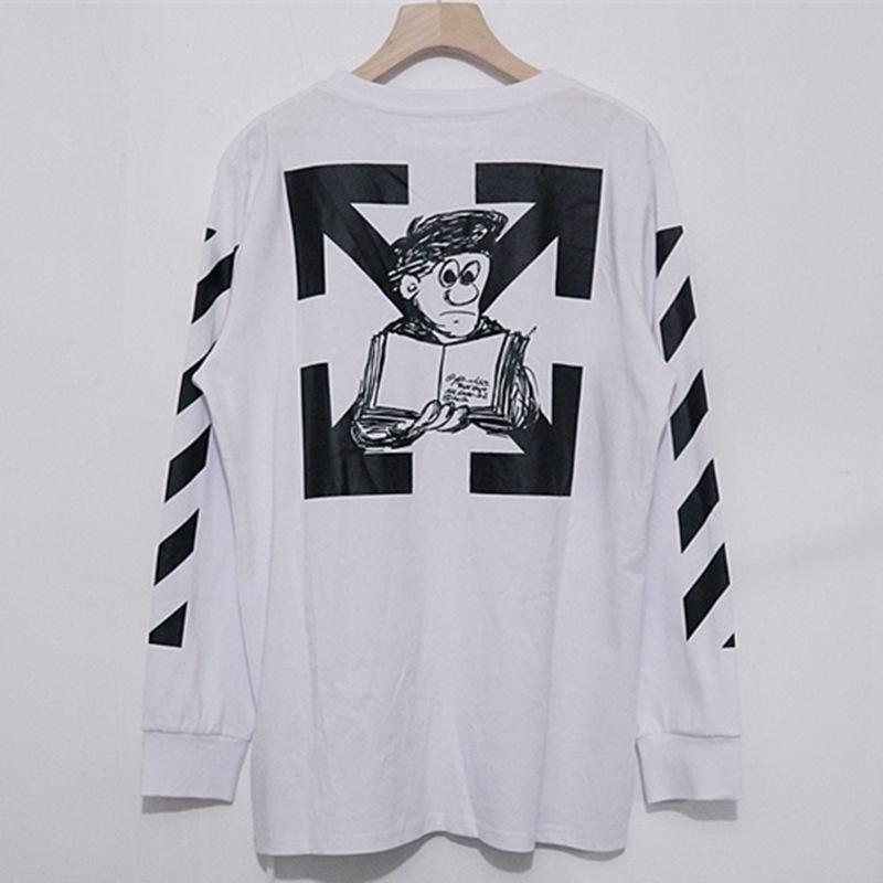 Off White T Shirt Arrow Print Male And Female Large Size Loose Long Sleeve Tshirt Owt
