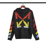 Off White Hoodie With Arrow Print Men'S And Women'S Ow Color Arrow Cardigan Zipper Hooded Coat Sweater Owt