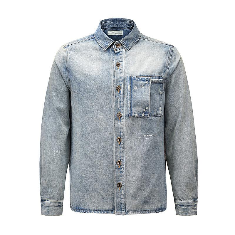 Off White Jacket Ow Arrow Graffiti Denim Jacket Men'S And Women'S Tops Casual Jacket Owt