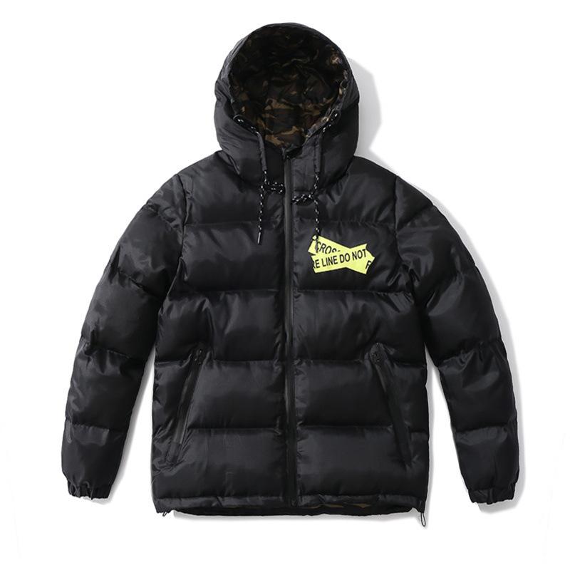 Off White Winter Coat Printed Men'S Winter Warm Thickened Cottonpadded Jacket Casual Able Owt