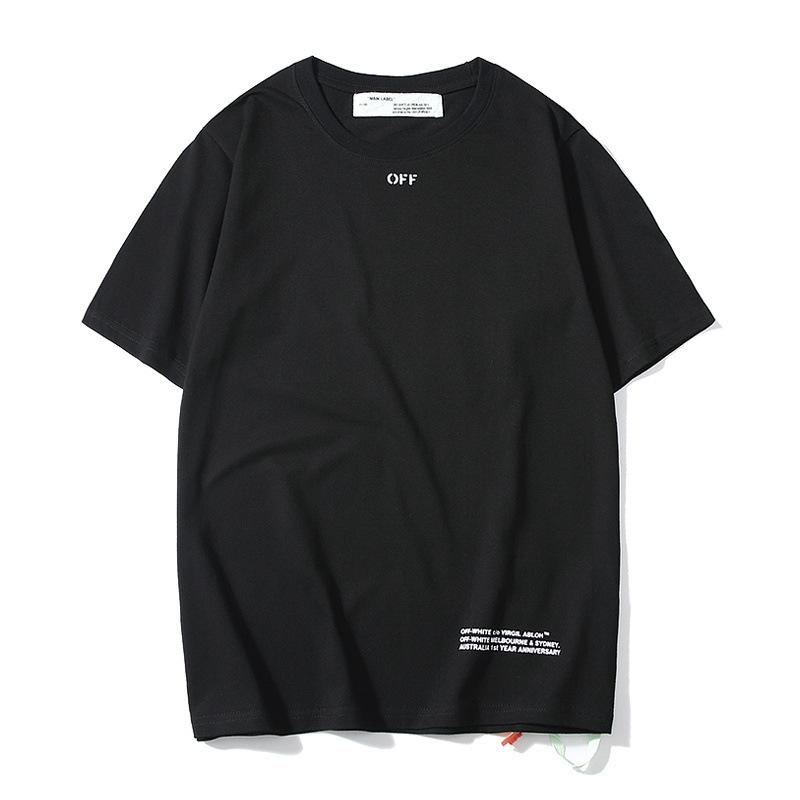 Off White T Shirt Reflective Stripe Round Neck Arrow Tshirt Short Sleeve Casual Men'S Clothing Owt