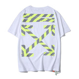 Off White T Shirt Reflective Stripe Round Neck Arrow Tshirt Short Sleeve Casual Men'S Clothing Owt
