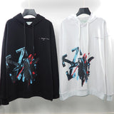 Off White Hoodie With Arrow Print Autumn And Winter Men'S And Women'S Loose Graffiti Arrow Printed Hoodie Owt