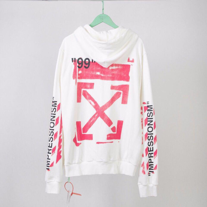 Off White Hoodie With Arrow Print Spring And Autumn Men'S And Women'S Digital Printing Arrow Cardigan Zipper Coat Owt