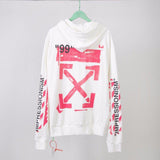 Off White Hoodie With Arrow Print Spring And Autumn Men'S And Women'S Digital Printing Arrow Cardigan Zipper Coat Owt