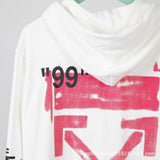 Off White Hoodie With Arrow Print Spring And Autumn Men'S And Women'S Digital Printing Arrow Cardigan Zipper Coat Owt