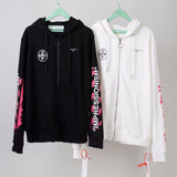 Off White Hoodie With Arrow Print Spring And Autumn Men'S And Women'S Digital Printing Arrow Cardigan Zipper Coat Owt