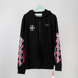 Off White Hoodie With Arrow Print Spring And Autumn Men'S And Women'S Digital Printing Arrow Cardigan Zipper Coat Owt
