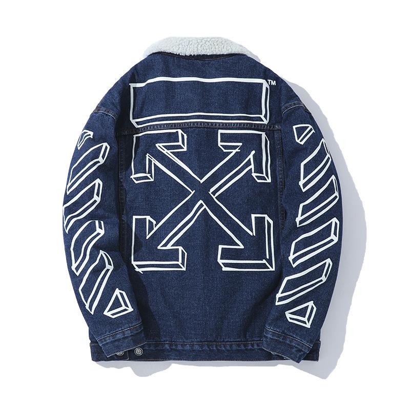 Off White Jacket Denim Jacket Men And Women Warm Padded Jacket Plus Size Casual Men'S Clothing Owt
