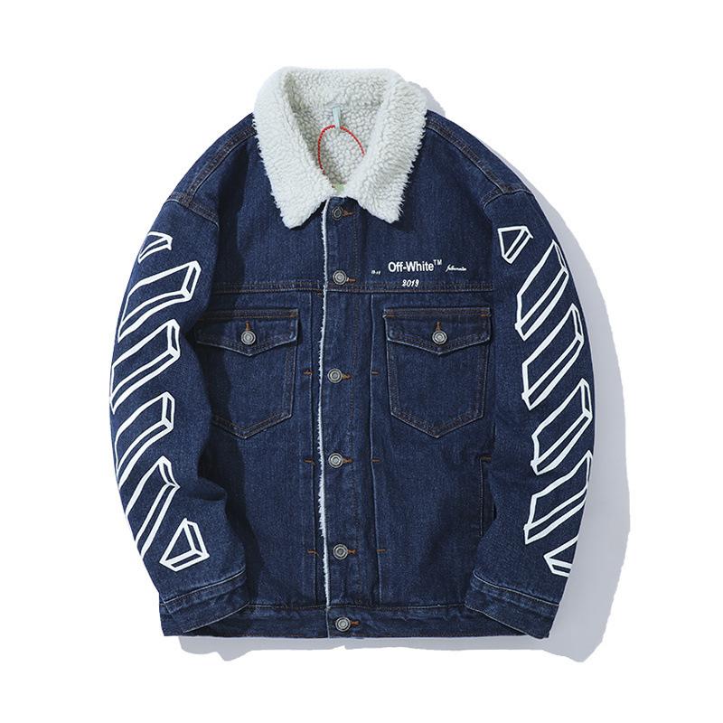 Off White Jacket Denim Jacket Men And Women Warm Padded Jacket Plus Size Casual Men'S Clothing Owt