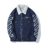 Off White Jacket Denim Jacket Men And Women Warm Padded Jacket Plus Size Casual Men'S Clothing Owt
