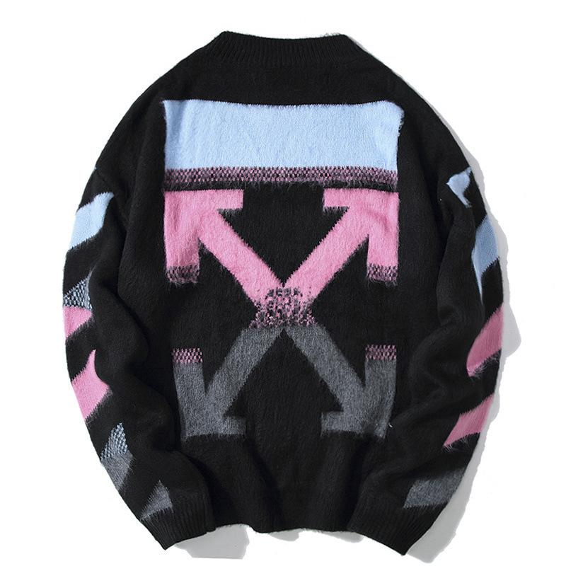 Off White Sweater Autumn And Winter Round Neck Pullover Base Sweater Men'S Sweater Owt