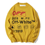 Off White Sweater Autumn And Winter Round Neck Pullover Base Sweater Men'S Sweater Owt