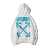 Off White Hoodie With Arrow Print Autumn And Winter Printing Pullover Hoodie Sweater Plus Size Casual Men'S Clothing Owt