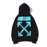 Off White Hoodie With Arrow Print Autumn And Winter Printing Pullover Hoodie Sweater Plus Size Casual Men'S Clothing Owt