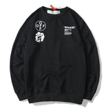Off White Autumn Printed Men And Women Crew Neck Pullover Sweatshirt Owt