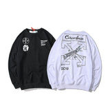 Off White Autumn Printed Men And Women Crew Neck Pullover Sweatshirt Owt