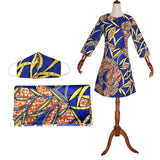 2020 African print dress outfit for women dashiki top shirts+headwrap+mask headband traditional party dress plus size