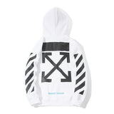 Off White Hoodie With Arrow Print Autumn And Winter Fleece Hoodie Men'S And Women'S Printed Casual Owt