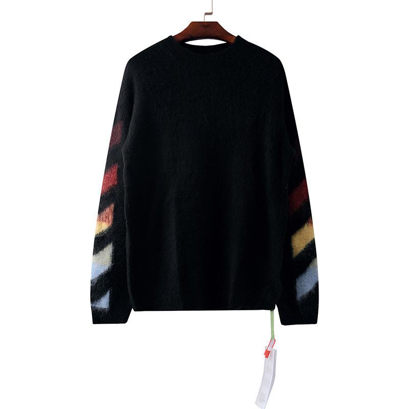Off White Sweater Men'S And Women'S Autumn And Winter Bottoming Sweater Ow Arrow Print Sweater Owt