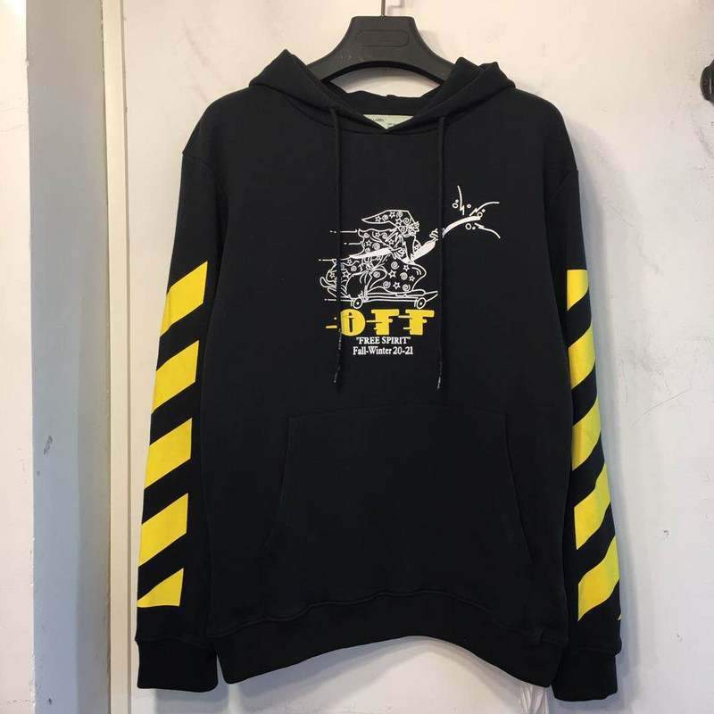 Off White Hoodie With Arrow Print Autumn And Winter Male And Female Stripes Arrow Print Pullover Hoodie Sweater Owt
