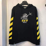 Off White Hoodie With Arrow Print Autumn And Winter Male And Female Stripes Arrow Print Pullover Hoodie Sweater Owt